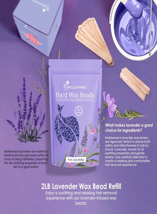 Mallowwax - Lavender - Wax Beads for Hair Removal - Natural & Hypoallergenic Formula - Stripless Refillable 2LB - Ideal for At-Home Use and Sensitive Areas - Image 5